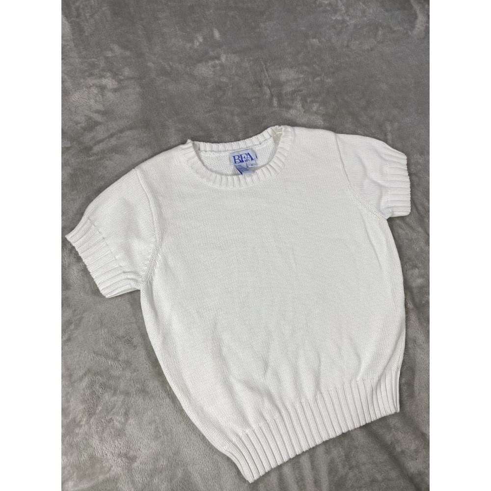Vintage BFA Classics Sweater Shirt Womens Medium White Cottagecore Crew Neck 80s - Picture 4 of 7